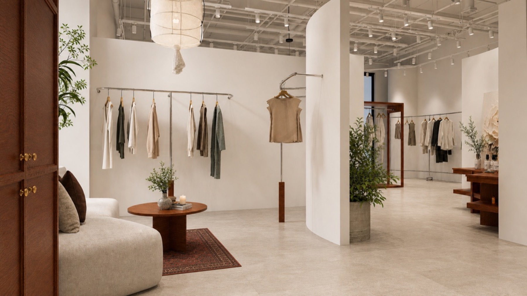 Lounge and apparel corner for browsing after class